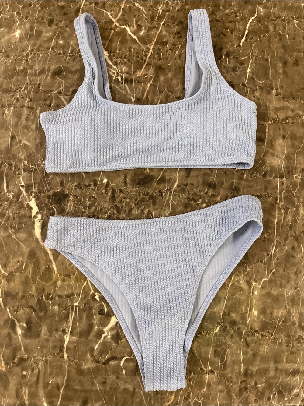 SHEIN Light Blue Textured Bikini